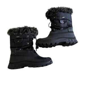Dream Pairs Black Faux Fur Waterproof Snow Boots Women’s Size 6
